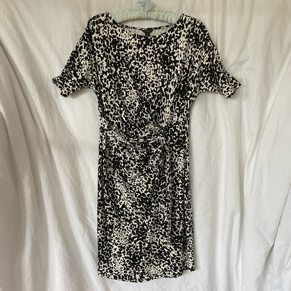 Black and white women’s wrap dress